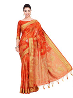 Thumbnail for Mimosa Women's Kanchipuram Art Silk Orange Saree - Distacart