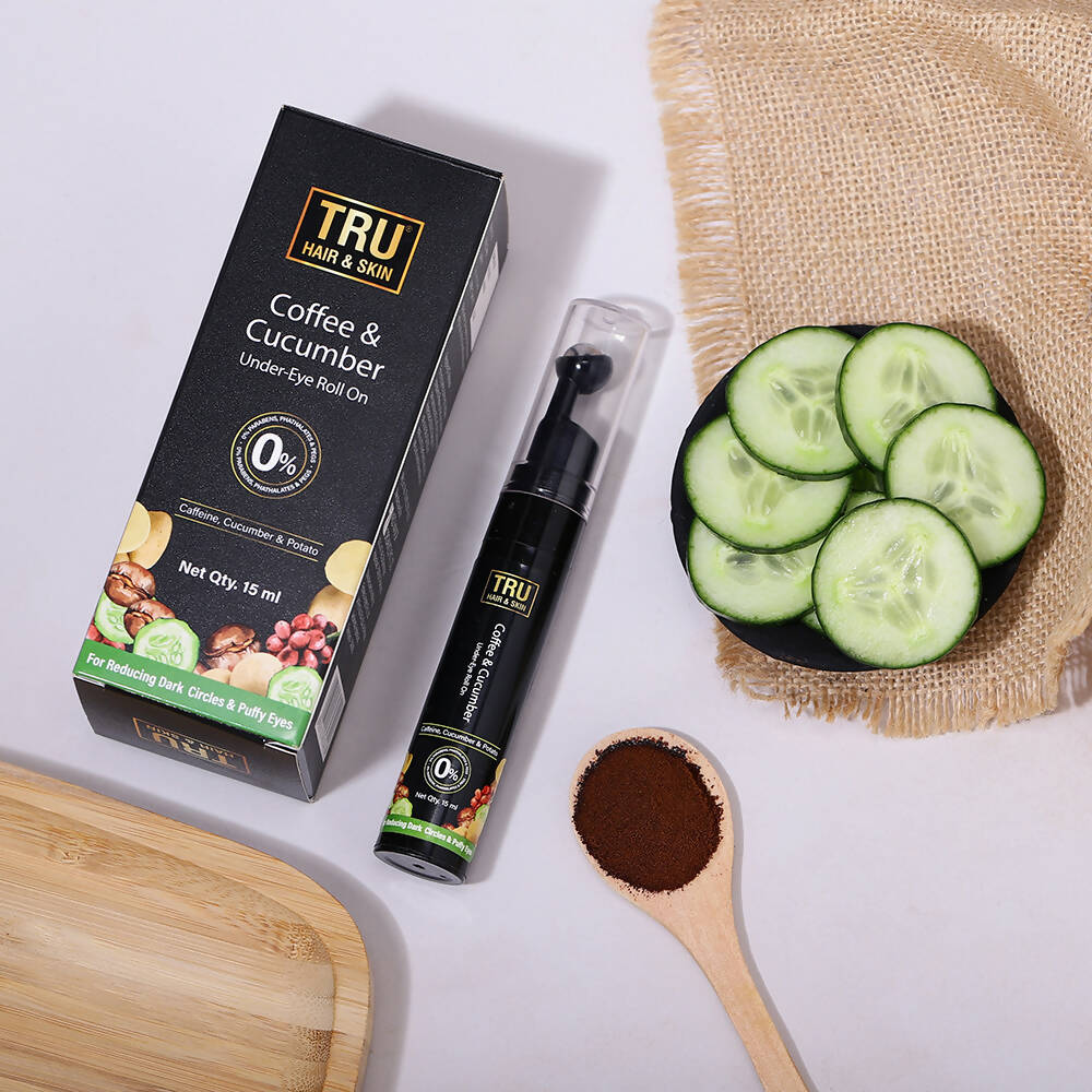Tru Hair & Skin Coffee & Cucumber Under-Eye Roll On - Distacart