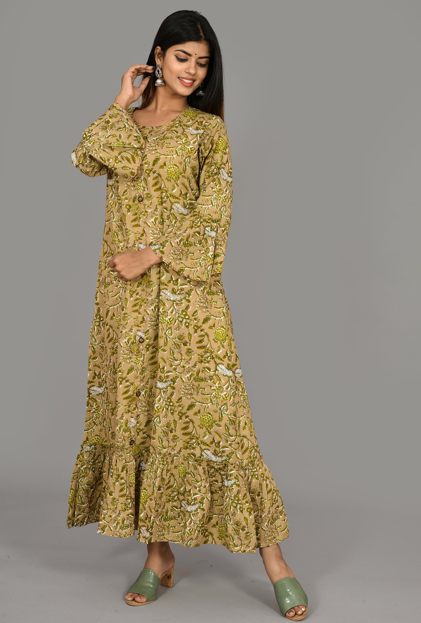 Kaajh Women's Green Floral Print kurta - Distacart