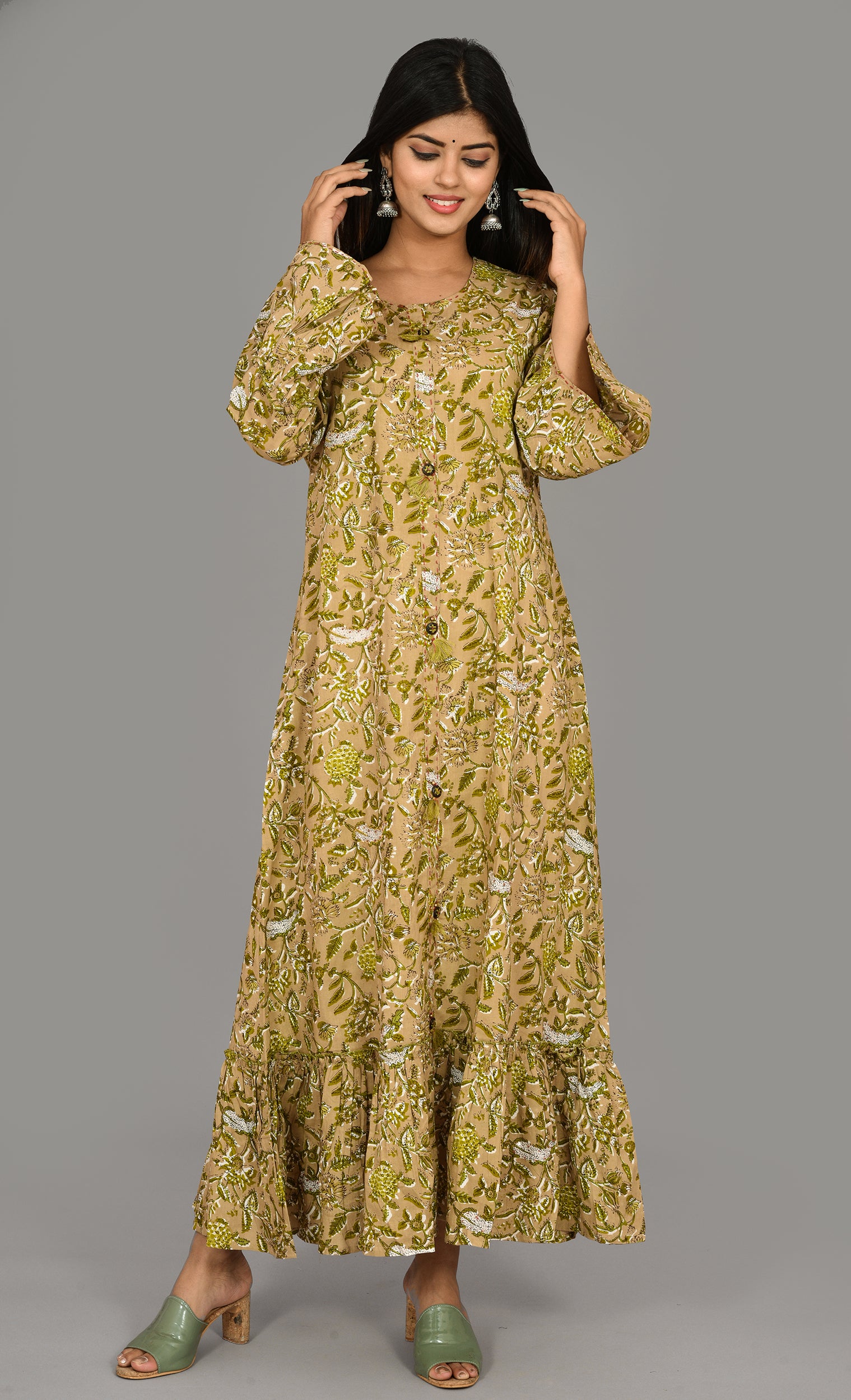 Kaajh Women's Green Floral Print kurta - Distacart