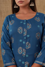Thumbnail for Kaajh Women's Blue Floral Print kurta - Distacart
