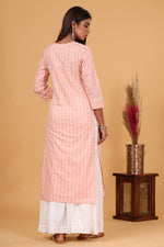 Thumbnail for Kaajh Women's Pink Zigzag Print Kurta - Distacart