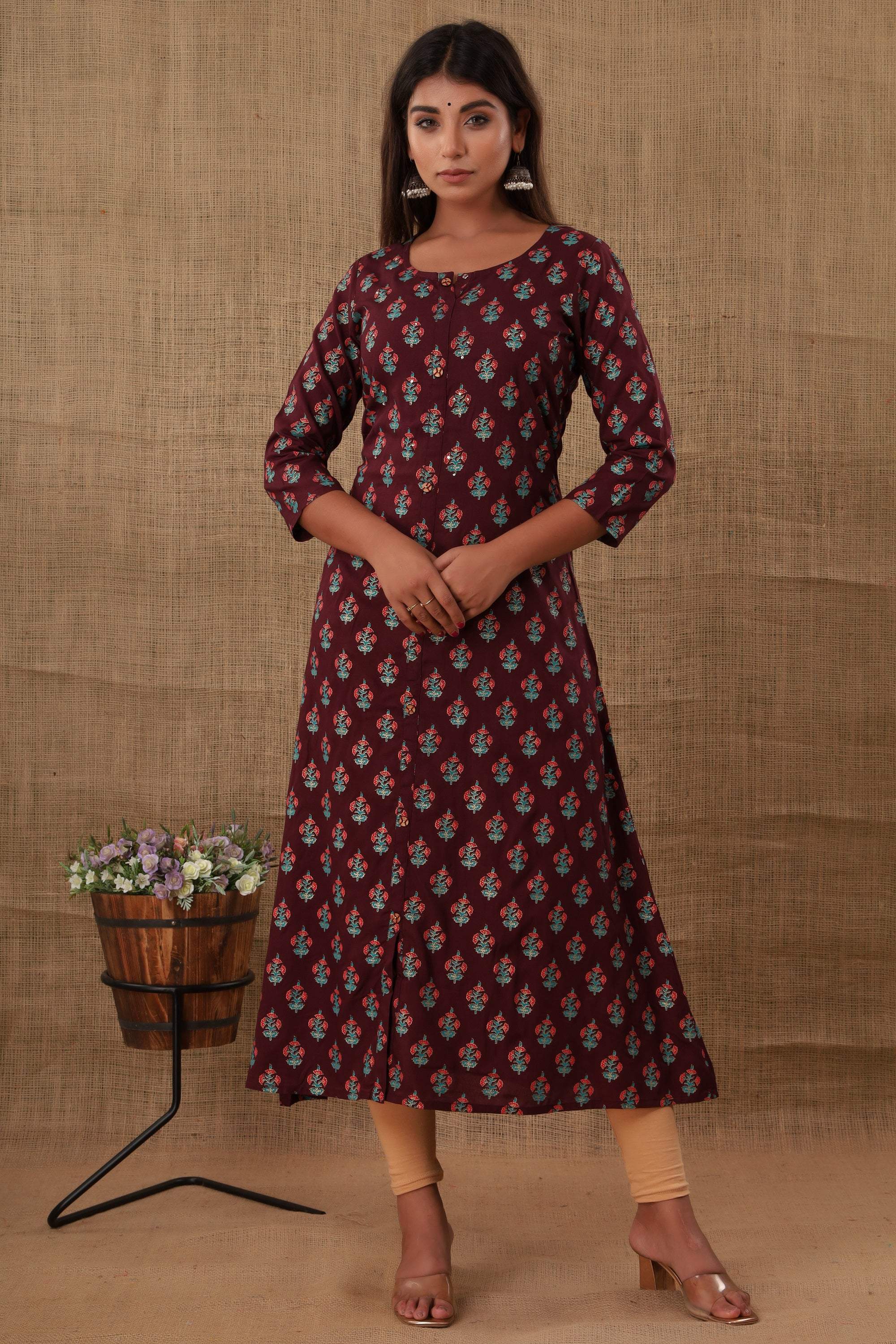Kaajh Women's Purple Floral Print Kurta - Distacart