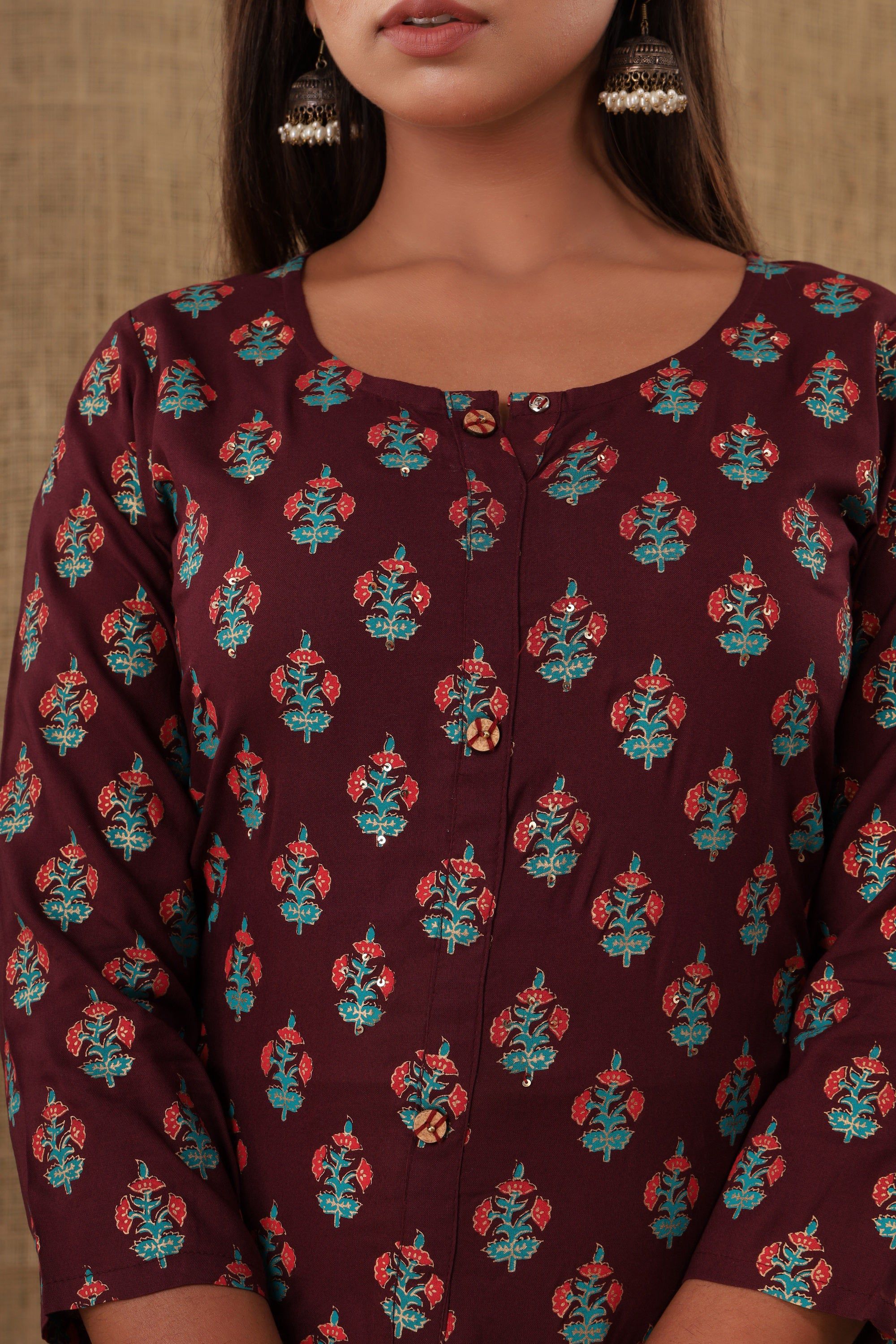 Kaajh Women's Purple Floral Print Kurta - Distacart