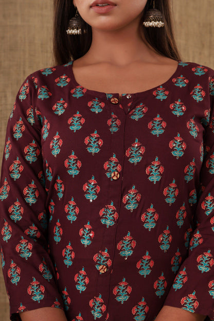Kaajh Women's Purple Floral Print Kurta - Distacart