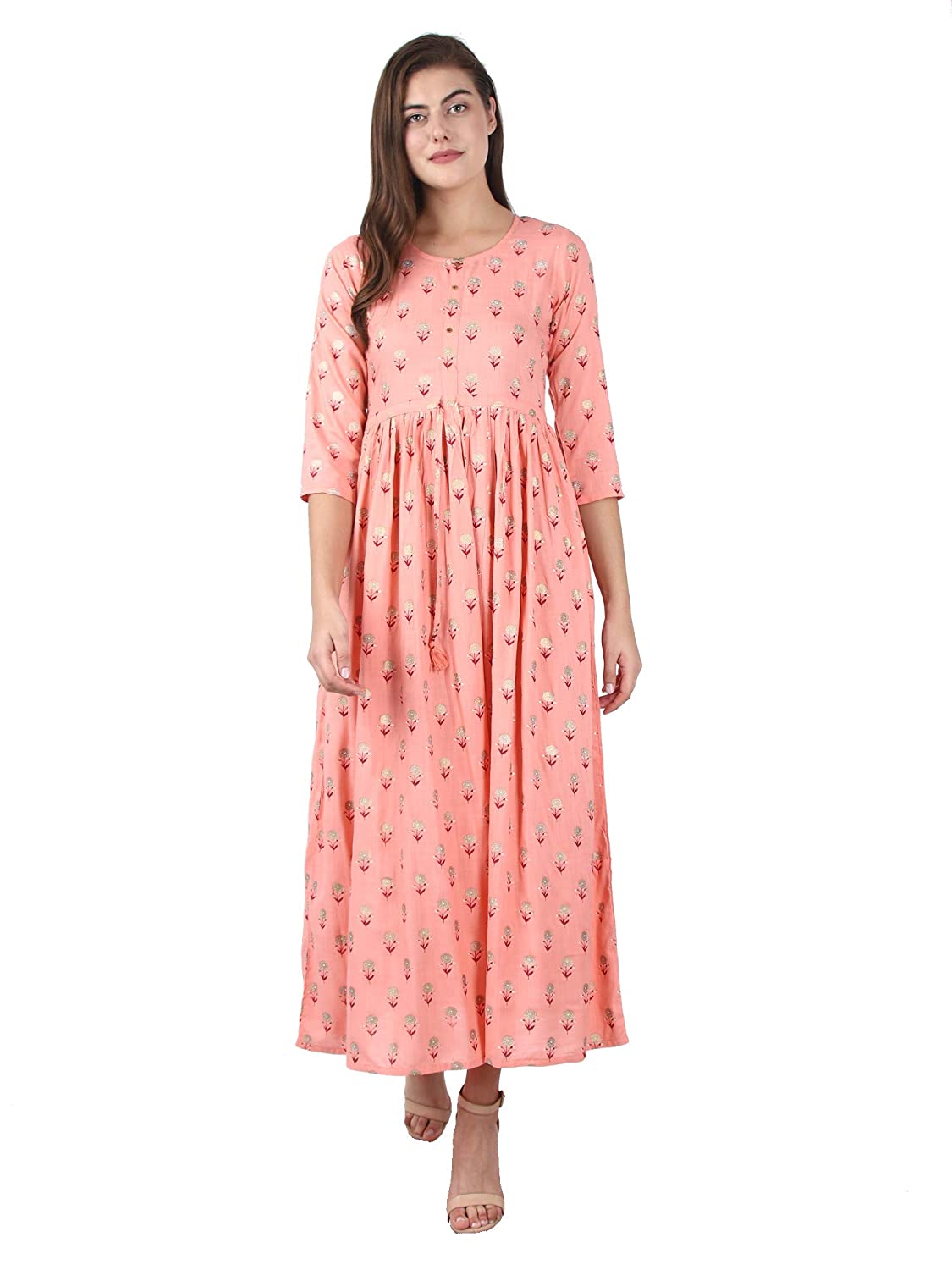 Kaajh Pink Floral Print kurta For Women - Distacart
