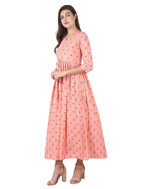 Kaajh Pink Floral Print kurta For Women - Distacart