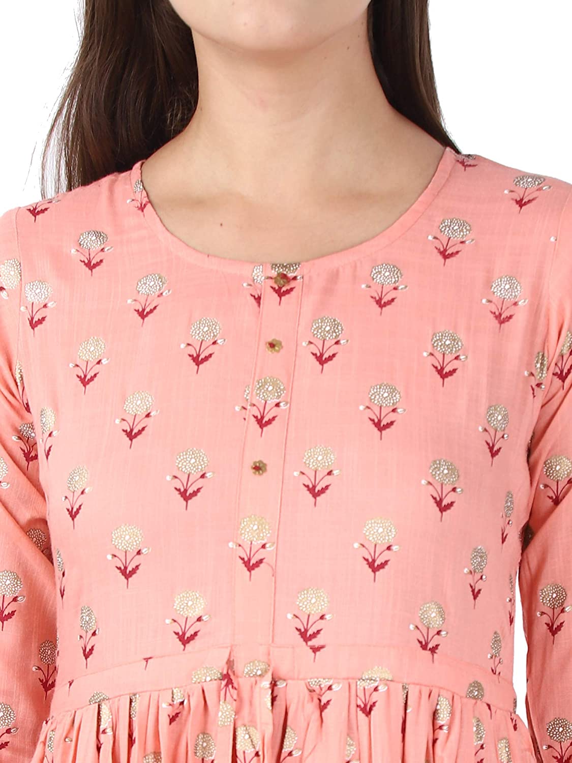 Kaajh Pink Floral Print kurta For Women - Distacart