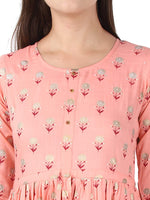 Thumbnail for Kaajh Pink Floral Print kurta For Women - Distacart