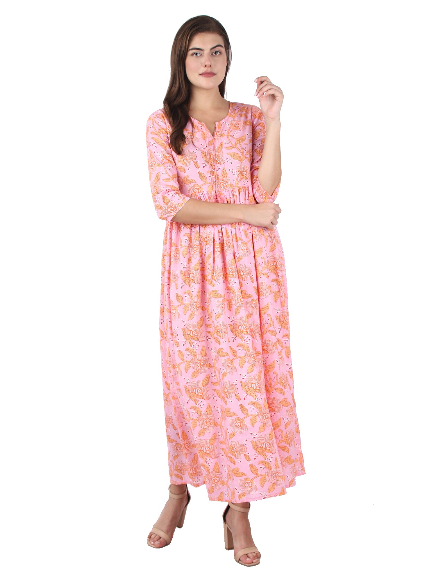 Kaajh Women's Pink Floral Print kurta - Distacart