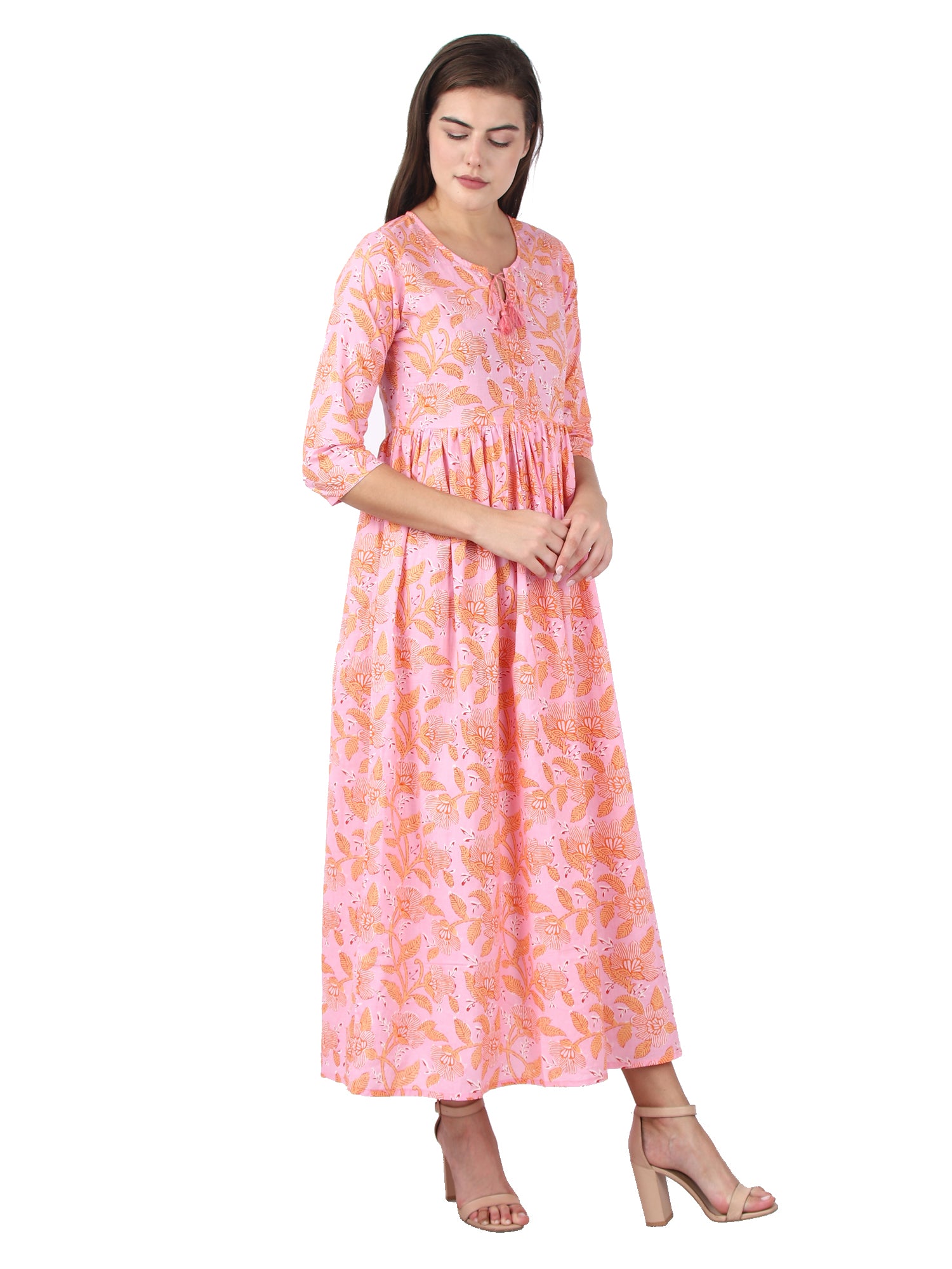 Kaajh Women's Pink Floral Print kurta - Distacart