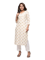 Thumbnail for Kaajh Women's Off White Gold Print kurta - Distacart