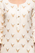 Thumbnail for Kaajh Women's Off White Gold Print kurta - Distacart