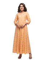 Thumbnail for Kaajh Women's Orange Gold Print kurta - Distacart