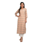 Thumbnail for Kaajh Women's Beige Printed Casual kurta - Distacart