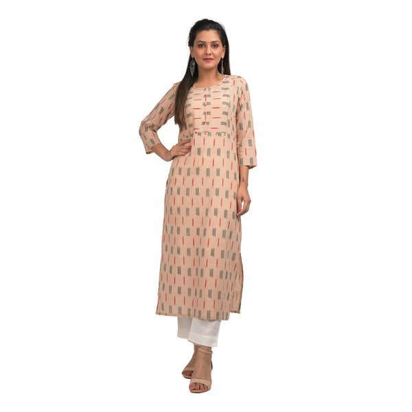 Kaajh Women's Beige Printed Casual kurta - Distacart