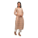 Thumbnail for Kaajh Women's Beige Printed Casual kurta - Distacart