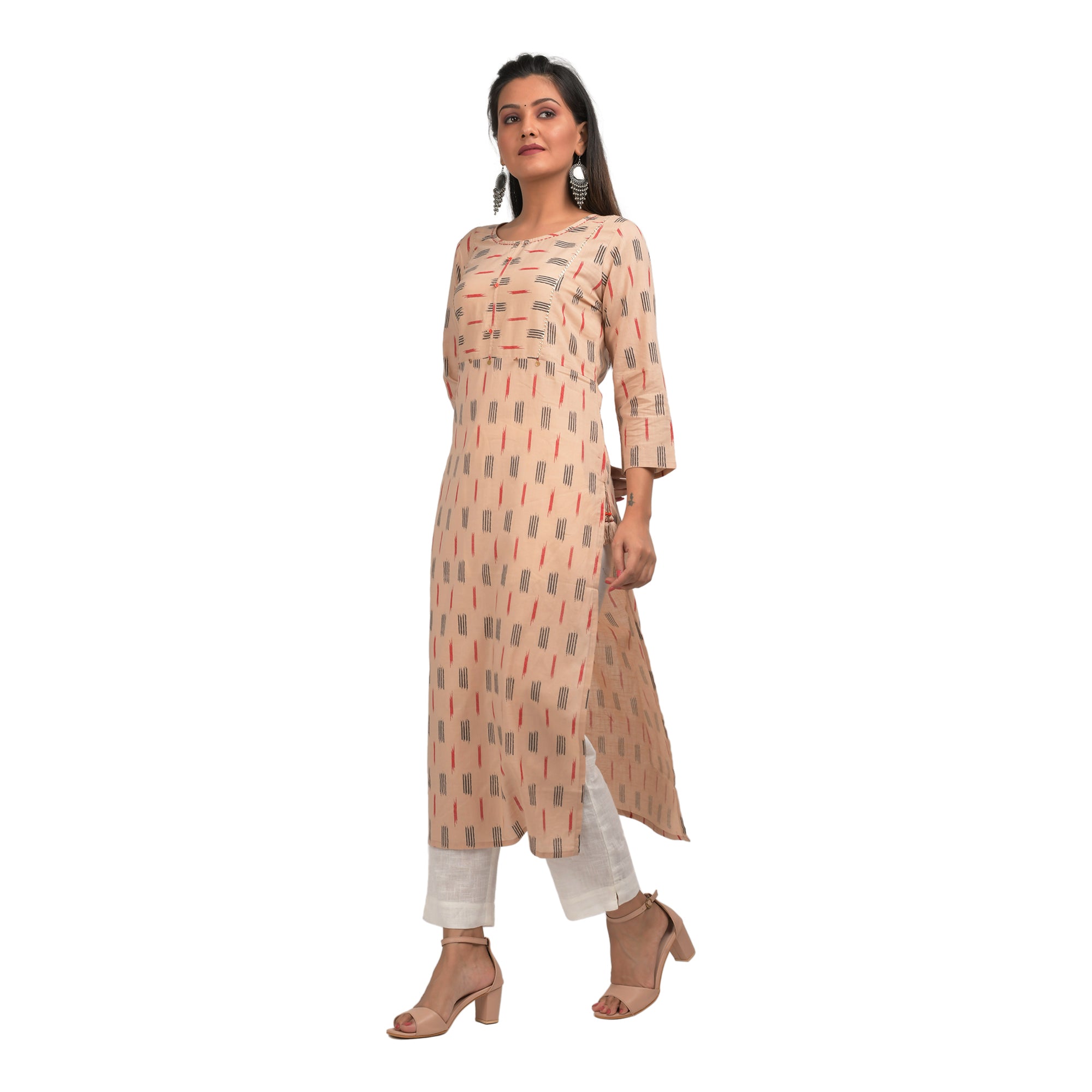 Kaajh Women's Beige Printed Casual kurta - Distacart