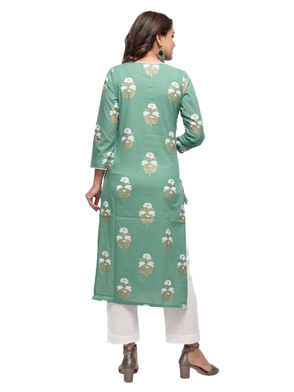 Kaajh Green Floral Print kurta For Women - Distacart