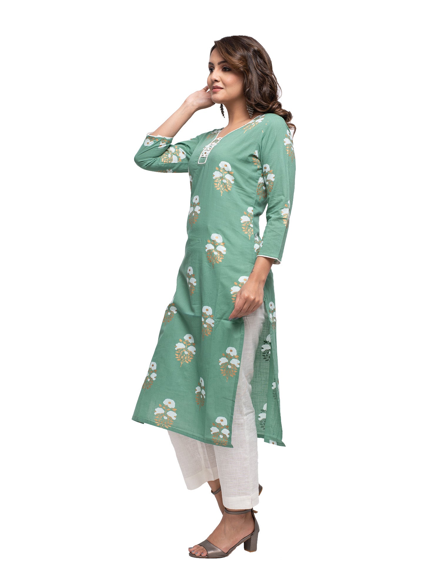 Kaajh Green Floral Print kurta For Women - Distacart