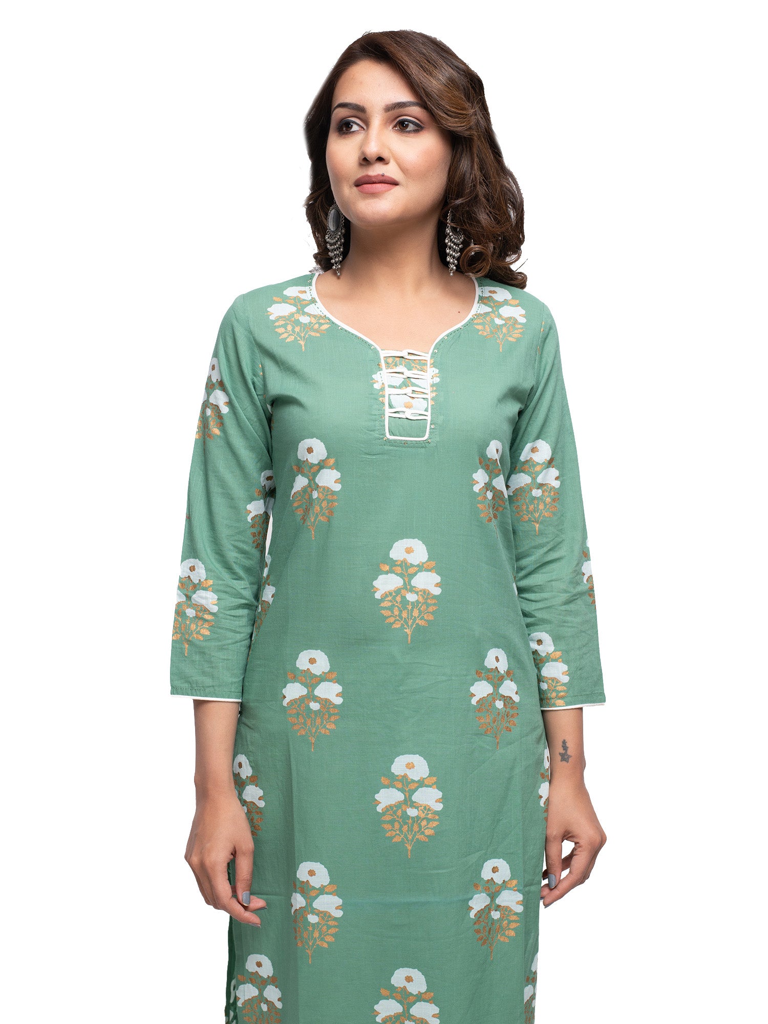 Kaajh Green Floral Print kurta For Women - Distacart