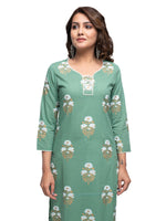 Thumbnail for Kaajh Green Floral Print kurta For Women - Distacart