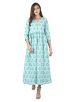 Thumbnail for Kaajh Sky Blue Floral Print Anarkali kurta For Women - Distacart