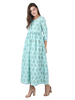 Thumbnail for Kaajh Sky Blue Floral Print Anarkali kurta For Women - Distacart