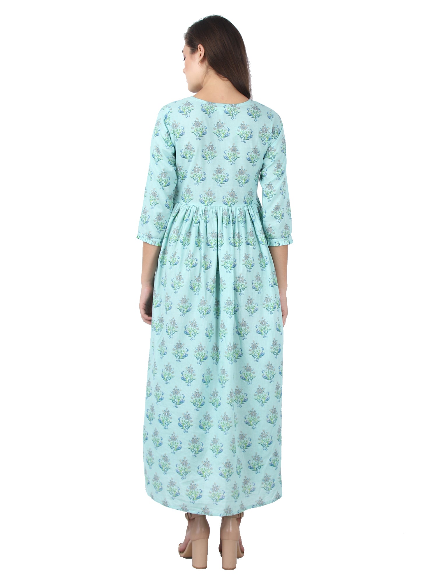 Kaajh Sky Blue Floral Print Anarkali kurta For Women - Distacart