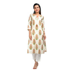 Thumbnail for Kaajh Women's Off White Booti Print kurta - Distacart