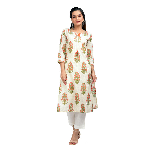 Kaajh Women's Off White Booti Print kurta - Distacart