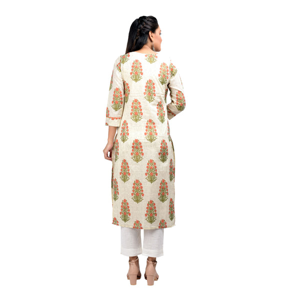 Kaajh Women's Off White Booti Print kurta - Distacart
