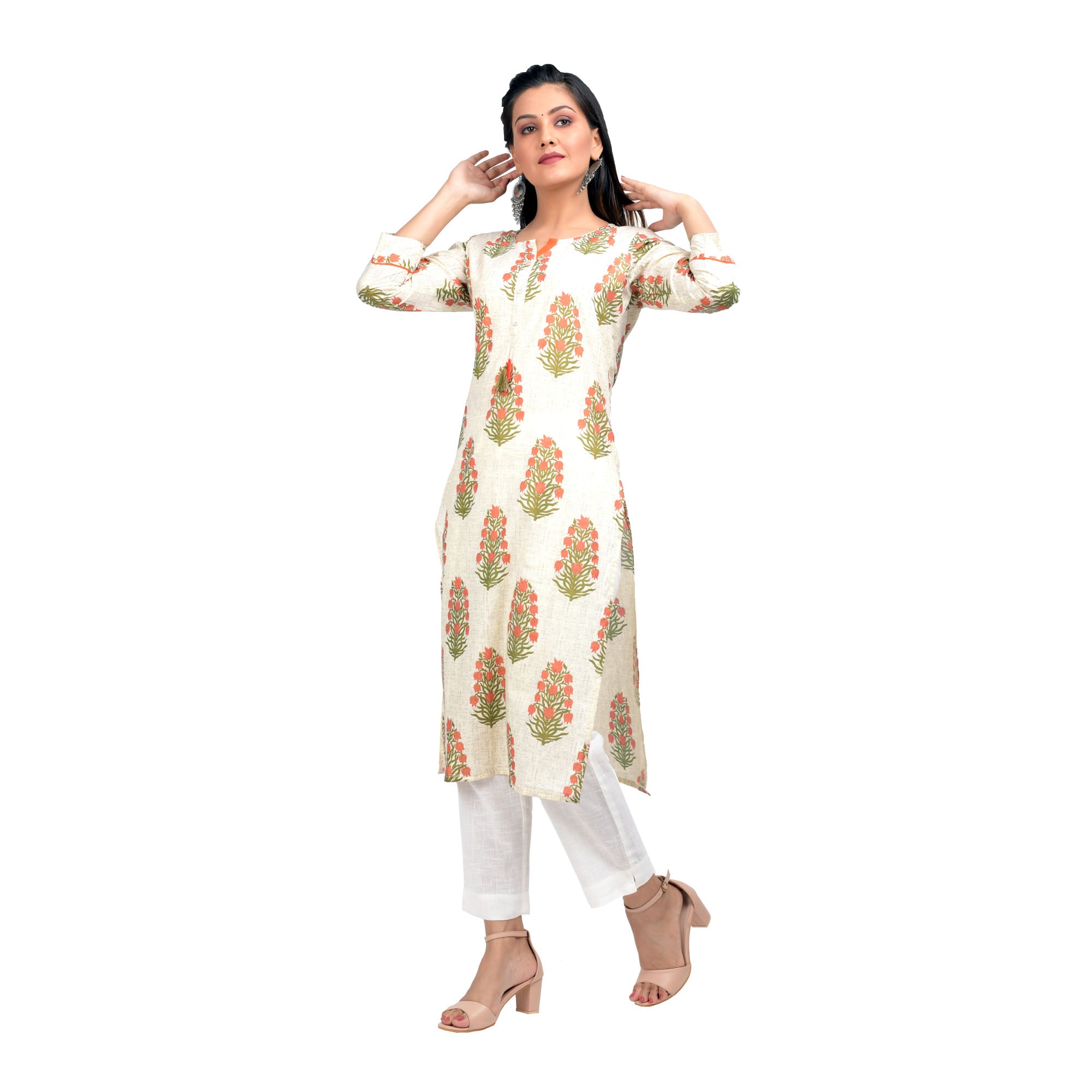 Kaajh Women's Off White Booti Print kurta - Distacart