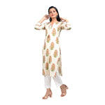 Thumbnail for Kaajh Women's Off White Booti Print kurta - Distacart
