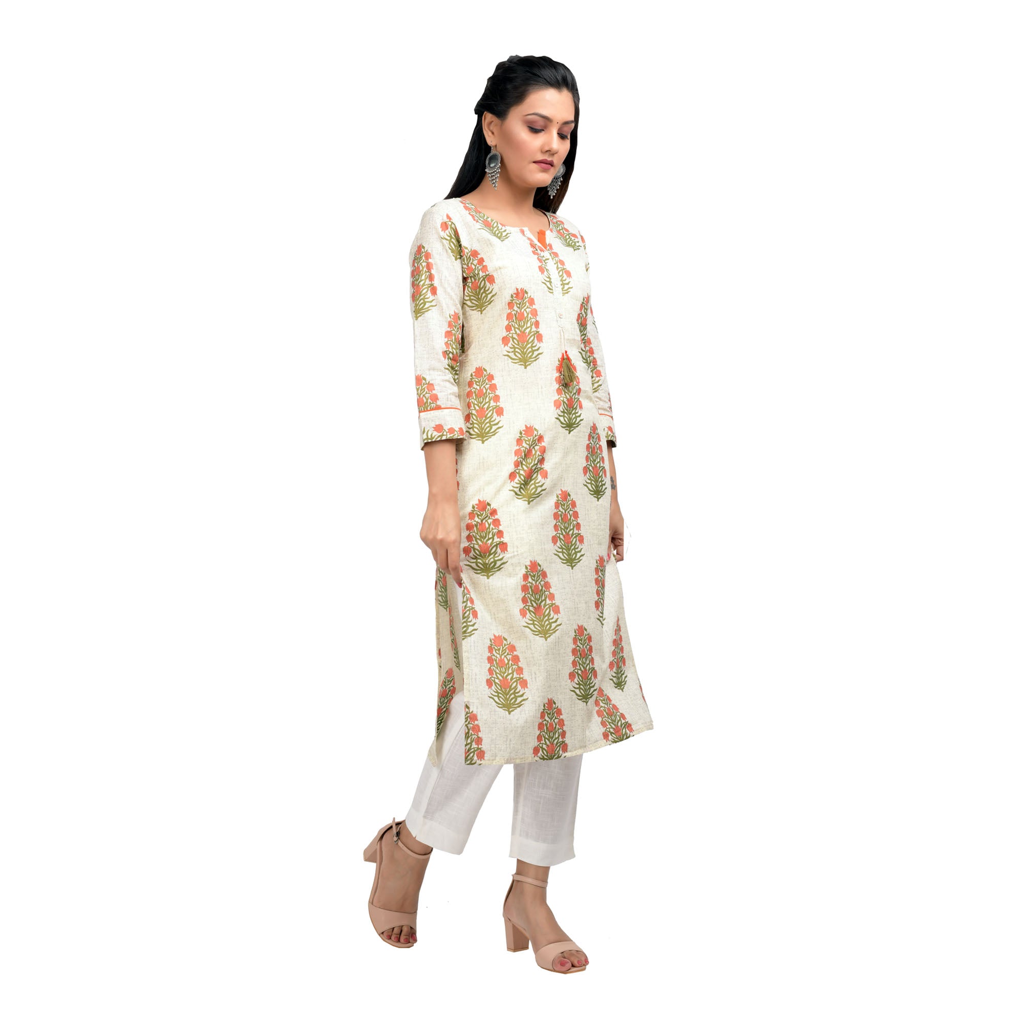 Kaajh Women's Off White Booti Print kurta - Distacart