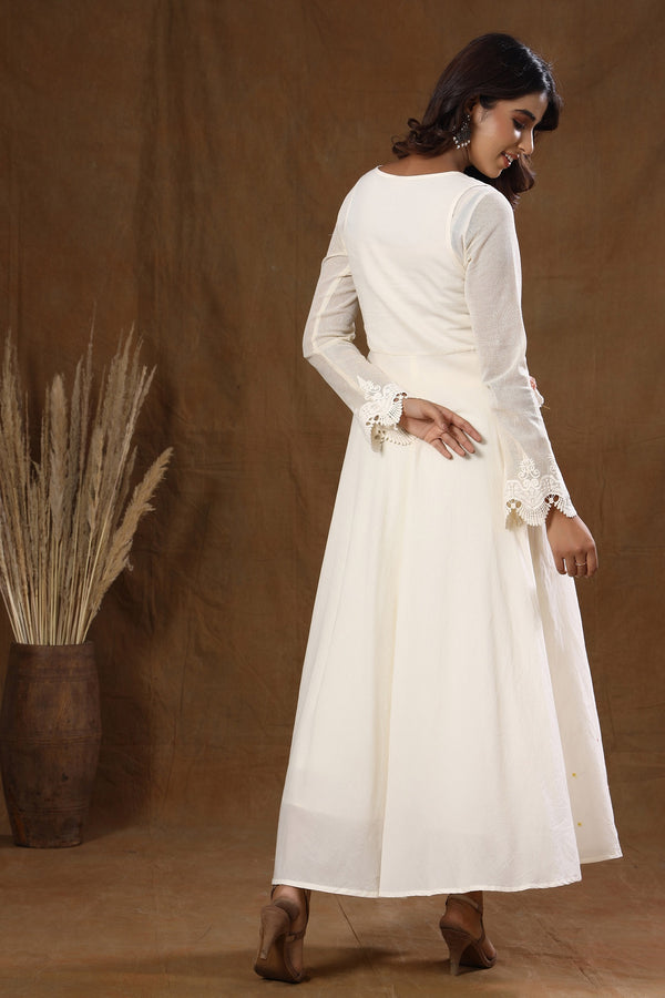 Kaajh Off White Thread Embroidery Kurta For Women - Distacart