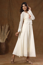 Thumbnail for Kaajh Off White Thread Embroidery Kurta For Women - Distacart