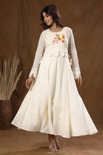 Thumbnail for Kaajh Off White Thread Embroidery Kurta For Women - Distacart