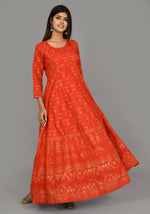 Thumbnail for Kaajh Women's Red Gold Printed Kurta - Distacart