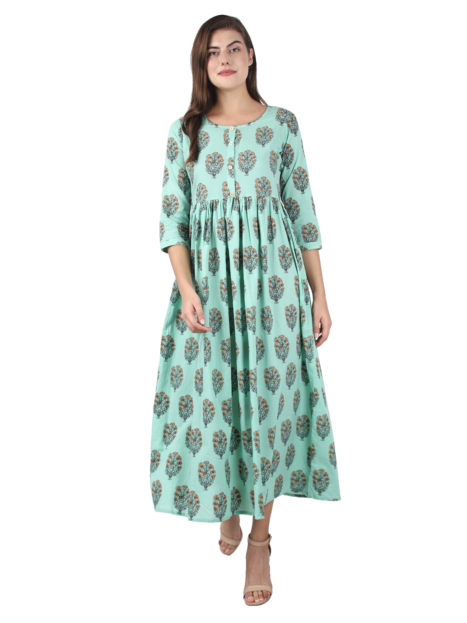Kaajh Women's Sky Blue Floral Print Anarkali kurta - Distacart