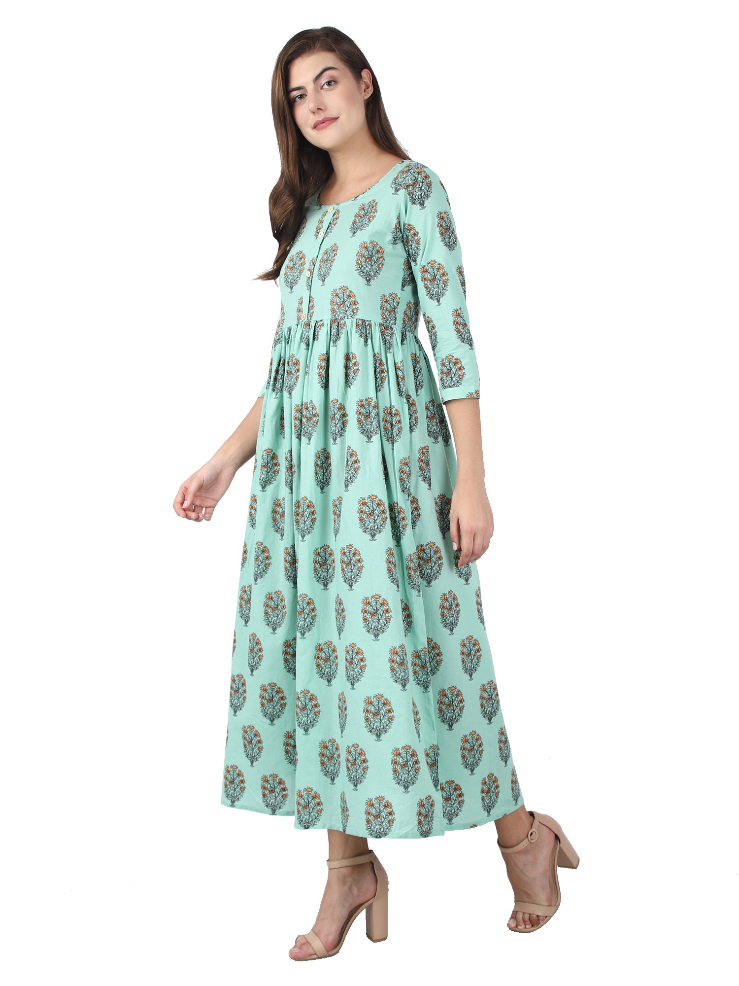 Kaajh Women's Sky Blue Floral Print Anarkali kurta - Distacart