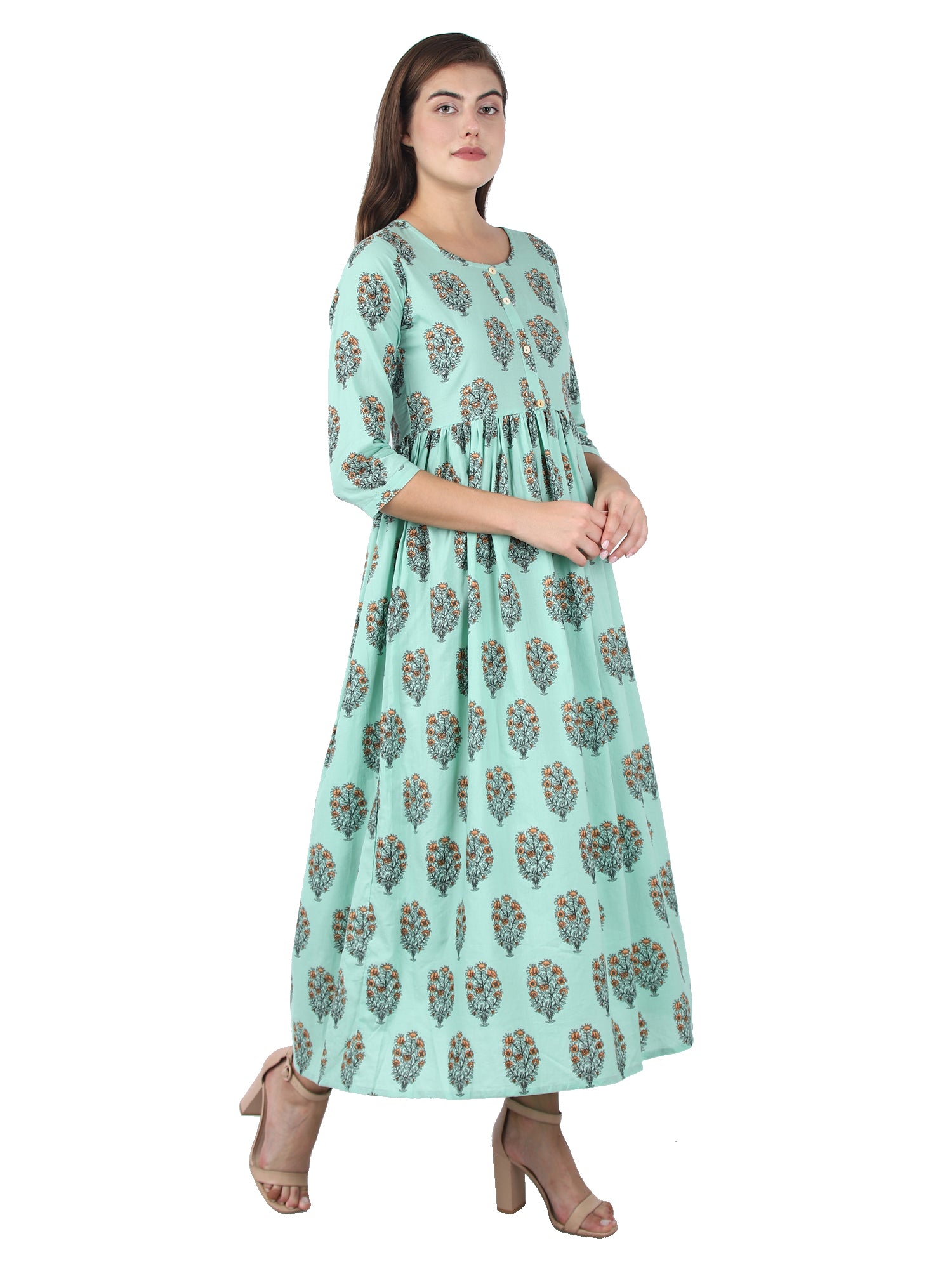 Kaajh Women's Sky Blue Floral Print Anarkali kurta - Distacart