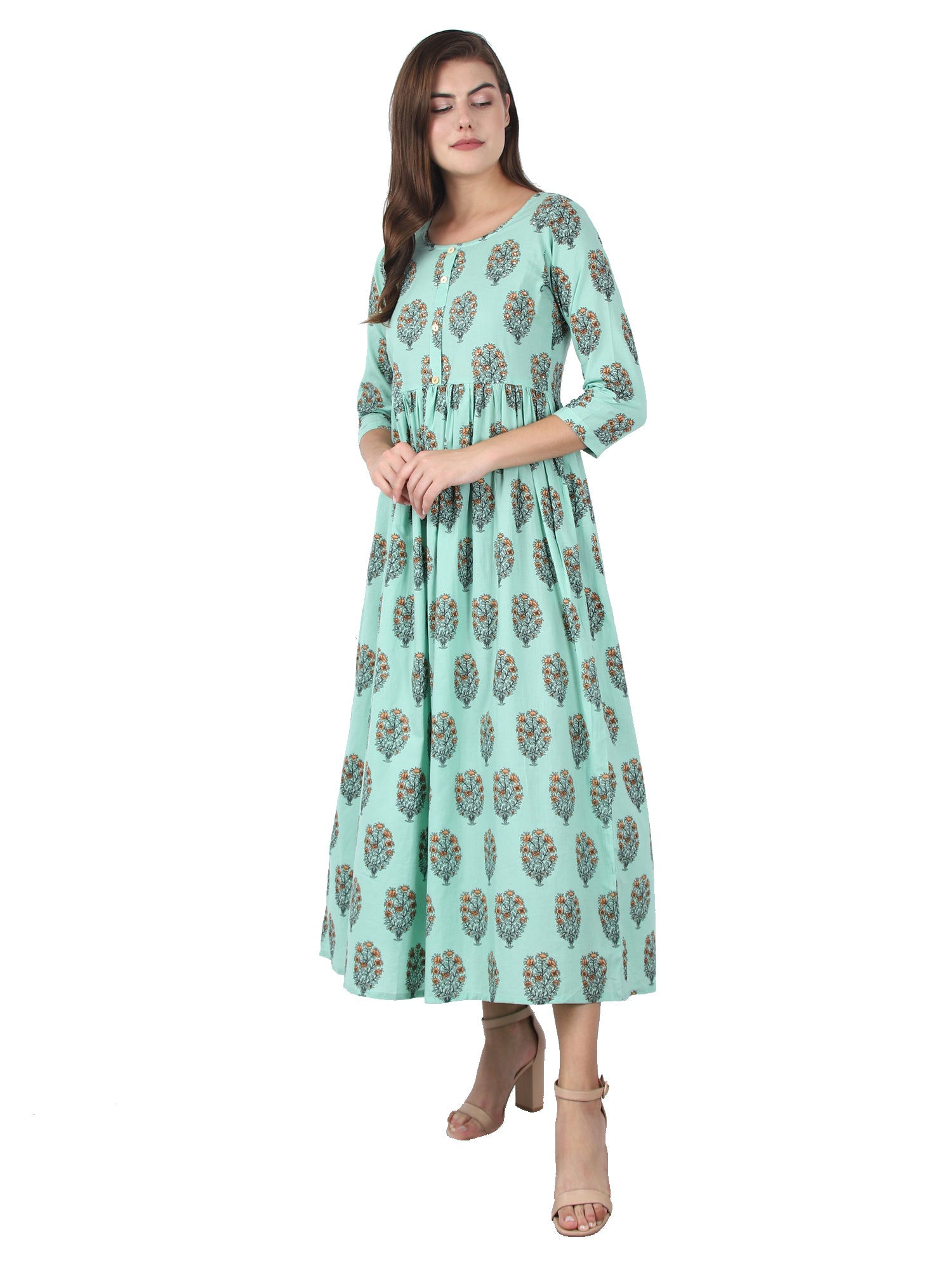 Kaajh Women's Sky Blue Floral Print Anarkali kurta - Distacart
