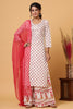 Kaajh Women's White Red Floral Print Suit Set - Distacart