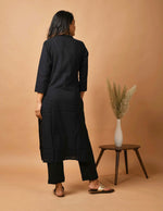 Thumbnail for Kaajh Women's Black Solid Metal Embellishment Kurta - Distacart