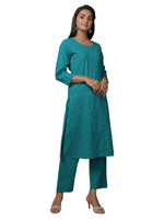 Thumbnail for Kaajh Women's Green Solid Sequin Embellishment Kurta - Distacart