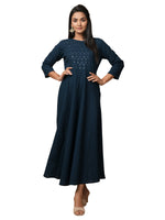 Thumbnail for Kaajh Women's Blue Solid Sequin Anarkali Kurta - Distacart