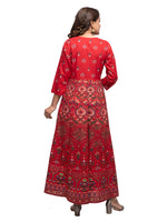 Thumbnail for Kaajh Women's Red Gold Printed Ethnic Kurta - Distacart