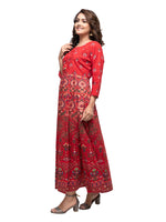 Thumbnail for Kaajh Women's Red Gold Printed Ethnic Kurta - Distacart