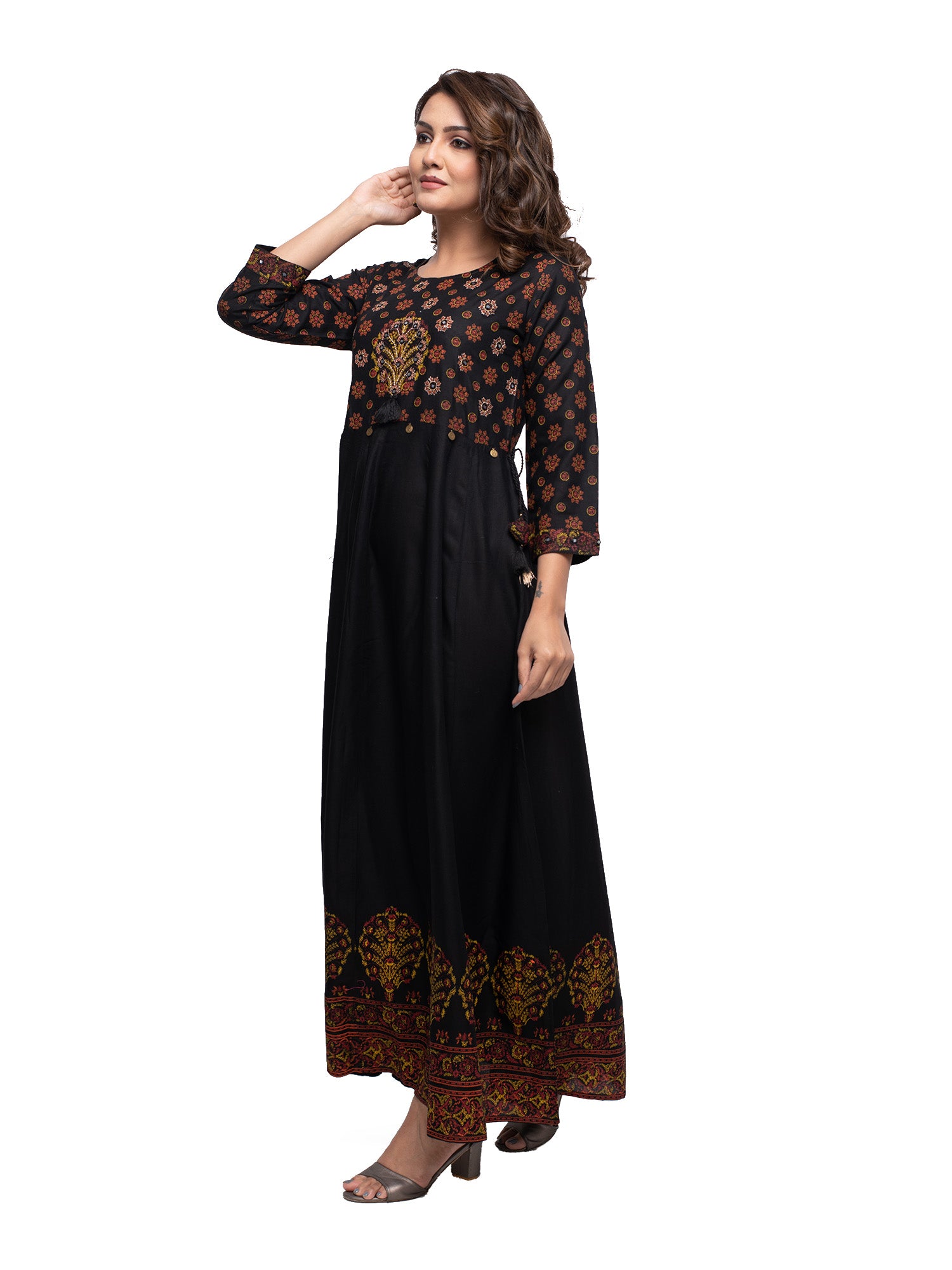 Kaajh Women's Black Mirror Embellishment Ethnic Kurta - Distacart